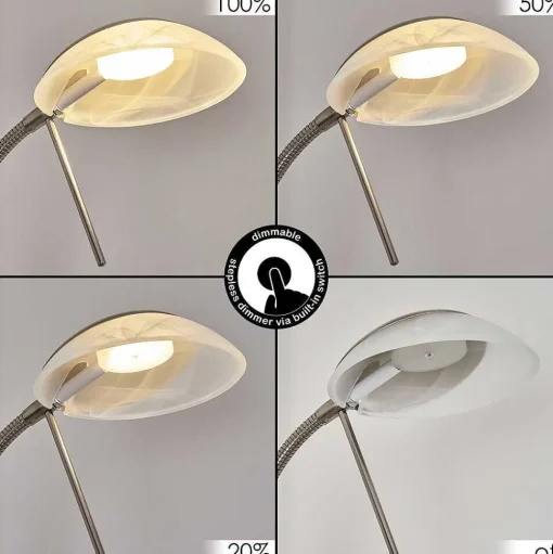 Lampadaire Biot Led Nickel Mat, 2 Lumieres