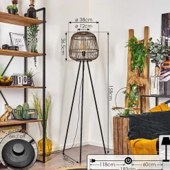 Lampadaire Combeima Noir, 1 Lumiere