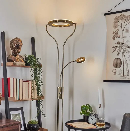 Lampadaire Donna Led Laiton, 2 Lumieres