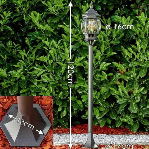 Lampadaire Exterieur Lentua Noir, 1 Lumiere