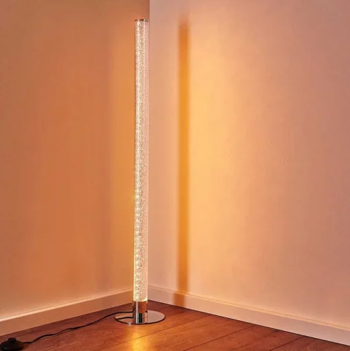 Lampadaire Flaut Led Chrome, 1 Lumiere, Telecommandes, Changeur De Couleurs