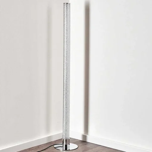 Lampadaire Flaut Led Chrome, 1 Lumiere, Telecommandes, Changeur De Couleurs