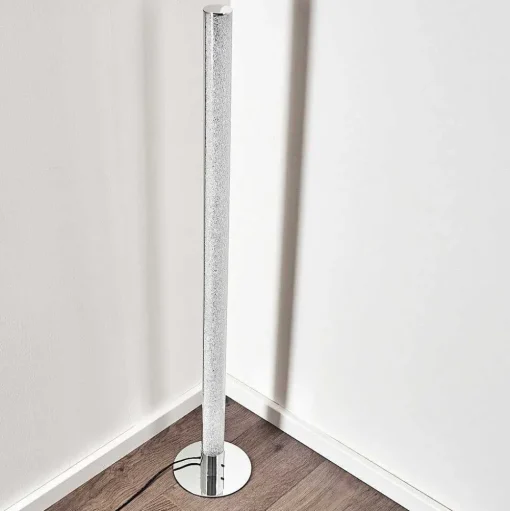 Lampadaire Flaut Led Chrome, 1 Lumiere, Telecommandes, Changeur De Couleurs