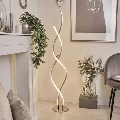 Lampadaire Henrichemont Led Chrome, Nickel Mat, 1 Lumiere