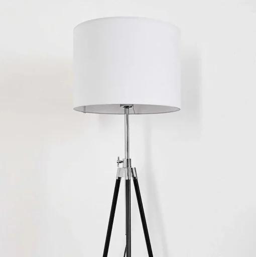 Lampadaire Honoa Chrome, Noir, 1 Lumiere