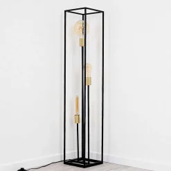 Lampadaire Ibusuki Or, Laiton, Noir, 3 Lumieres