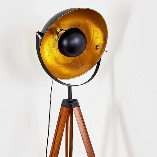 Lampadaire Jupiter Brun, Bois Fonce, Noir, 1 Lumiere