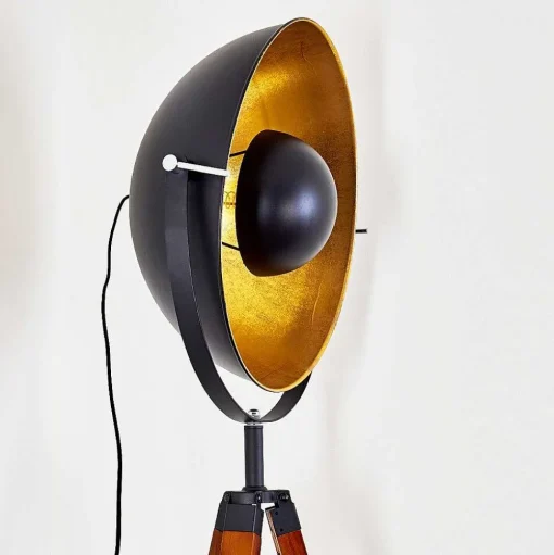 Lampadaire Jupiter Brun, Bois Fonce, Noir, 1 Lumiere