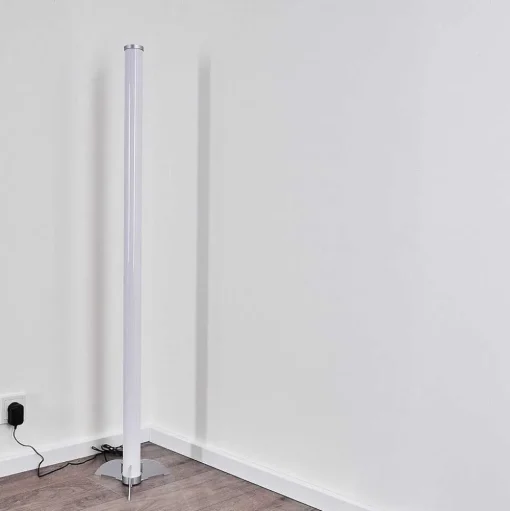 Lampadaire Led Rgb Globo Rocky Argente, 1 Lumiere, Telecommandes, Changeur De Couleurs