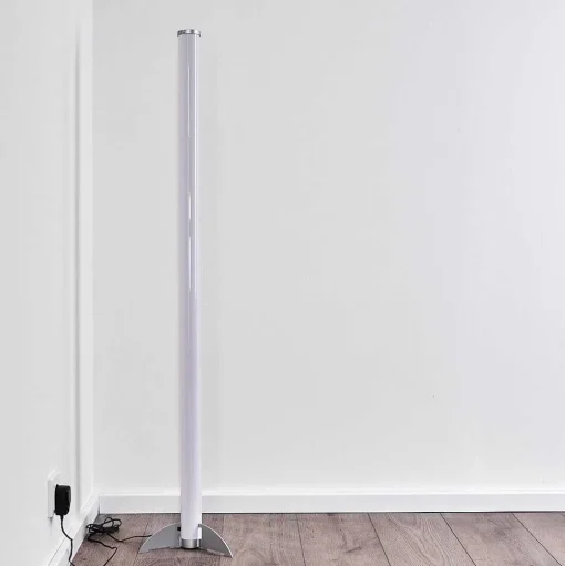 Lampadaire Led Rgb Globo Rocky Argente, 1 Lumiere, Telecommandes, Changeur De Couleurs