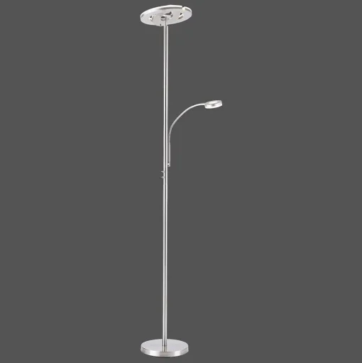 Lampadaire Leuchten-Direkt Lolasmart-Rocco Led Acier Brosse, 1 Lumiere, Telecommandes