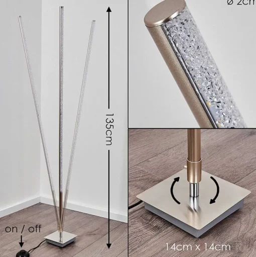 Lampadaire Lovrup Led Acier Inoxydable, 1 Lumiere