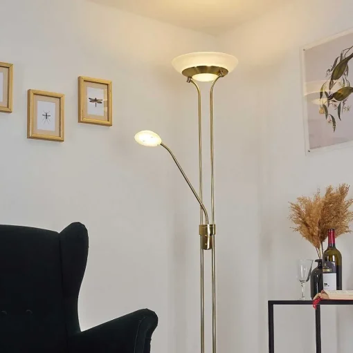 Lampadaire Mairoa Led Laiton, 2 Lumieres