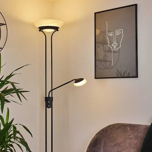 Lampadaire Mairoa Led Noir, 2 Lumieres