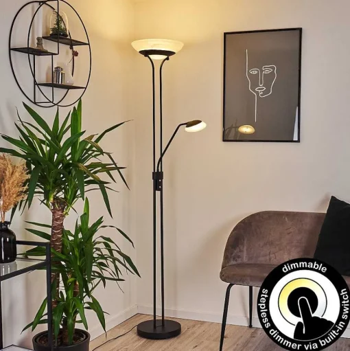 Lampadaire Mairoa Led Noir, 2 Lumieres