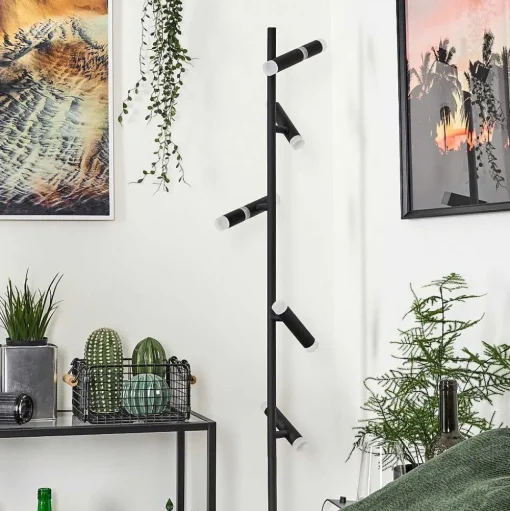 Lampadaire Pousseline Led Noir, 1 Lumiere