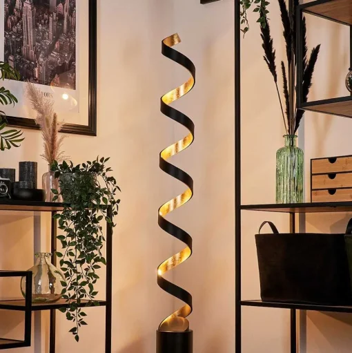 Lampadaire Rezat Led Noir Dore, 1 Lumiere