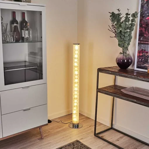 Lampadaire Tumurora Led Chrome, 1 Lumiere, Telecommandes
