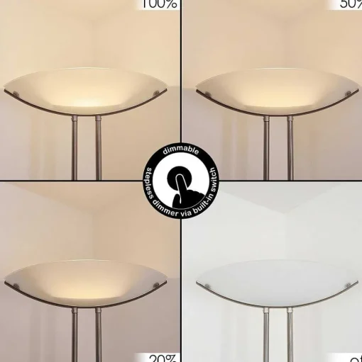 Lampadaire Urama Nickel Mat, 2 Lumieres