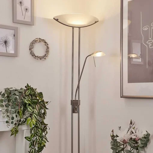Lampadaire Urama Nickel Mat, 2 Lumieres