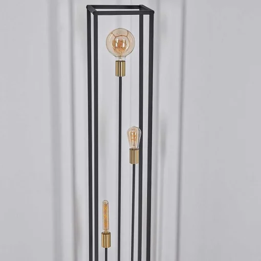 Lampadaire Woden Laiton, Noir, 3 Lumieres