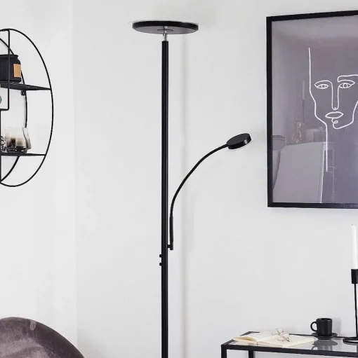 Lampadaire Wonsbek Led Noir, 2 Lumieres