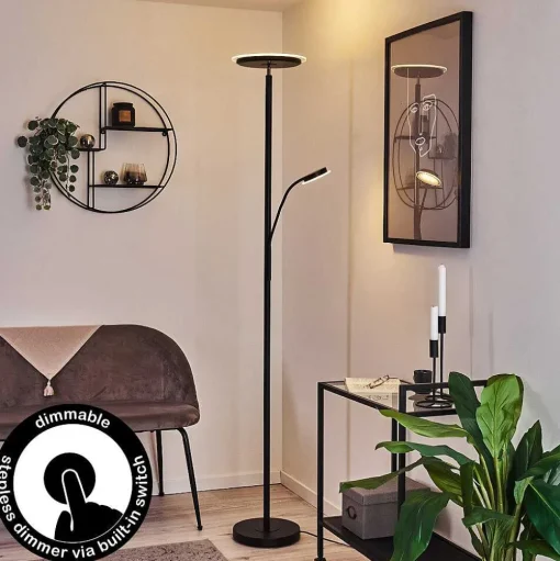 Lampadaire Wonsbek Led Noir, 2 Lumieres