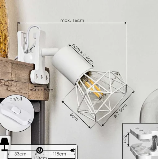 Lampe A Clipper Baripada Blanc, 1 Lumiere