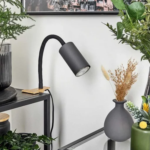 Lampe A Clipper Javel Brun, Couleur Bois, Noir, 1 Lumiere