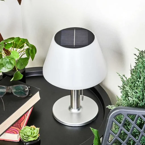 Lampe A Poser Alcudia Solar Led Nickel Mat, 10 Lumieres
