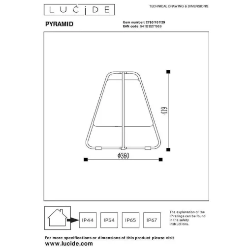 Lampe A Poser Lucide Pyramid Led Anthracite, 1 Lumiere