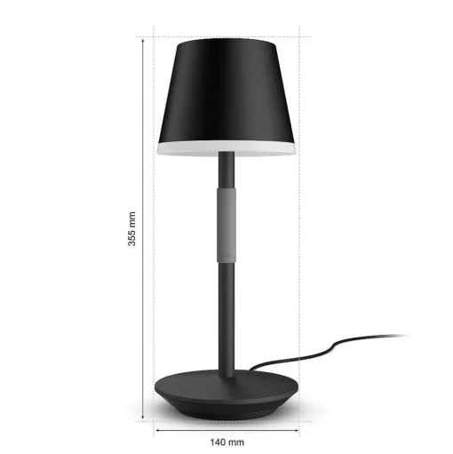 Lampe A Poser Philips Hue Go Led Gris, Noir, 1 Lumiere, Changeur De Couleurs