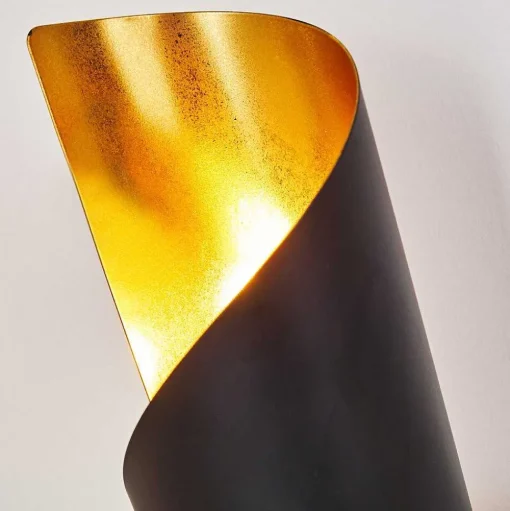 Lampe A Poser Yahuma Noir Dore, 1 Lumiere