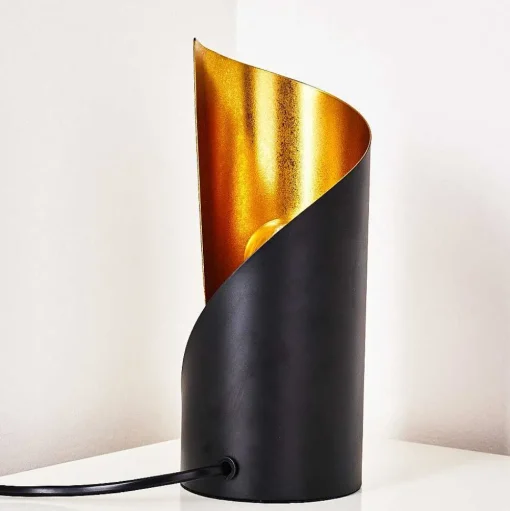 Lampe A Poser Yahuma Noir Dore, 1 Lumiere