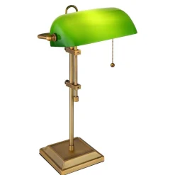 Lampe De Banquier Globo Antique Vieux Laiton, 1 Lumiere