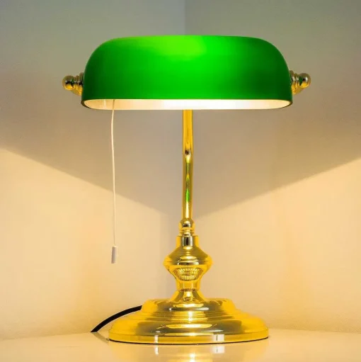 Lampe De Banquier Laiton, 1 Lumiere