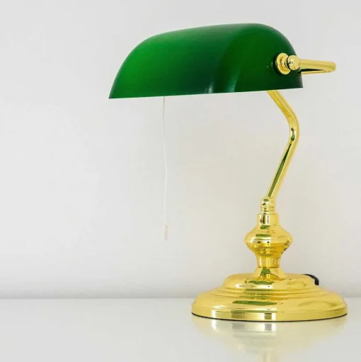 Lampe De Banquier Laiton, 1 Lumiere