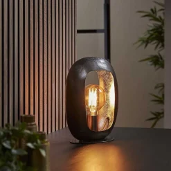 Lampe De Table Arch Nickel Mat, Noir, 1 Lumiere
