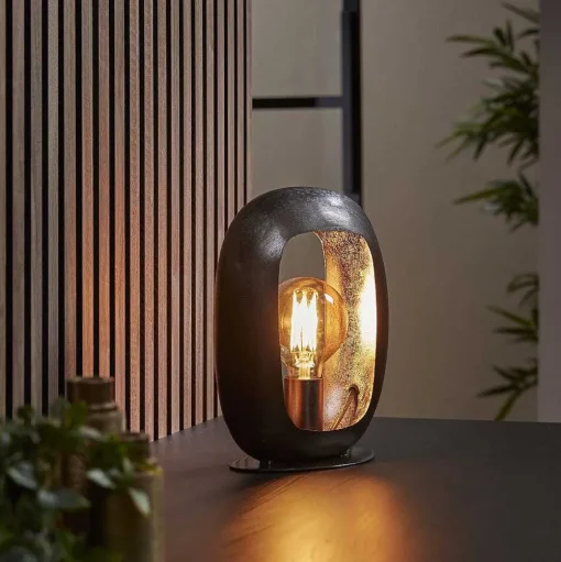 Lampe De Table Arch Nickel Mat, Noir, 1 Lumiere