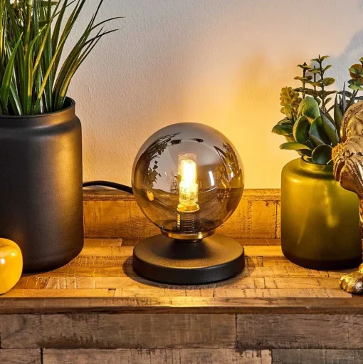 Lampe De Table Chehalis Laiton, Noir, 1 Lumiere