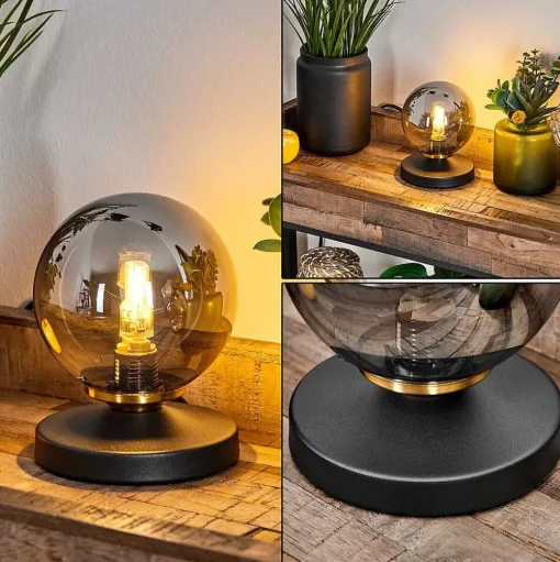 Lampe De Table Chehalis Laiton, Noir, 1 Lumiere