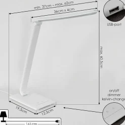 Lampe De Table Chozendo Led Blanc, 1 Lumiere