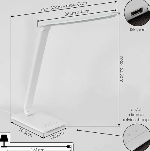 Lampe De Table Chozendo Led Blanc, 1 Lumiere