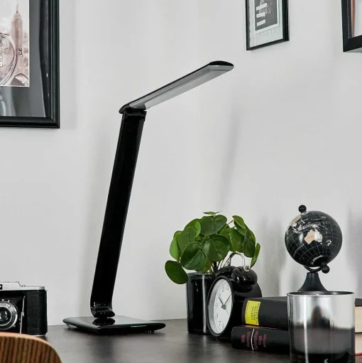 Lampe De Table Chozendo Led Noir, 1 Lumiere