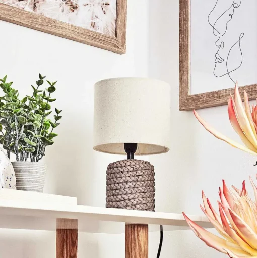Lampe De Table Dambrois Brun, Ecru, 1 Lumiere