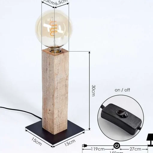 Lampe De Table Derville Ecru, Noir, 1 Lumiere