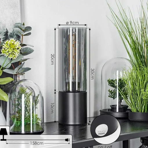 Lampe De Table Dulcita Noir, 1 Lumiere