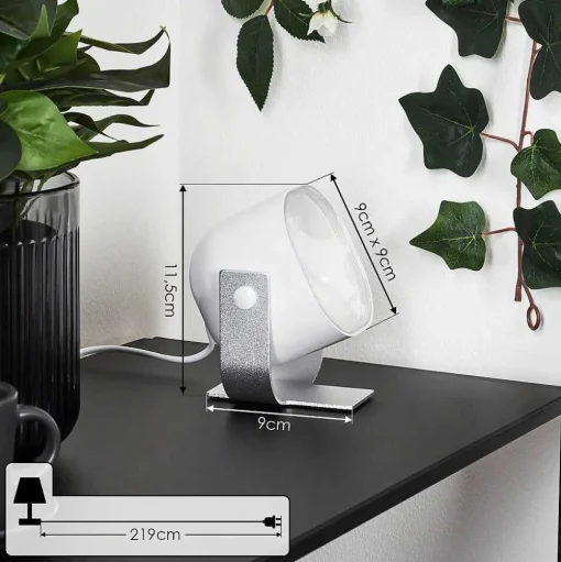 Lampe De Table Idual Lilas Led Argente, 1 Lumiere, Changeur De Couleurs