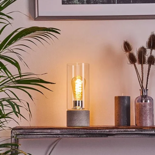 Lampe De Table Kumotu Chrome, Gris, 1 Lumiere