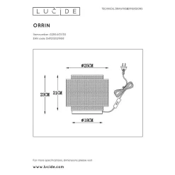 Lampe De Table Lucide Orrin Noir, 1 Lumiere